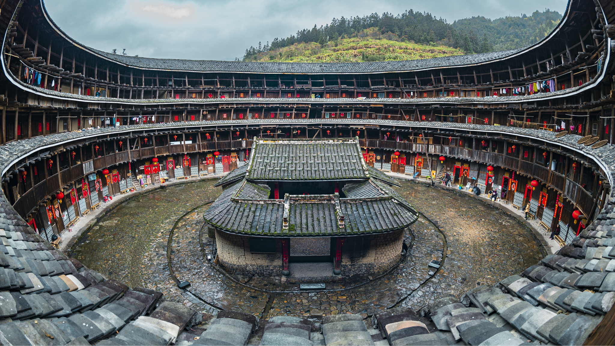Fujian Tulou in Nanjing County, Zhangzhou City, southeast China's Fujian Province, on February 21, 2022. /CFP