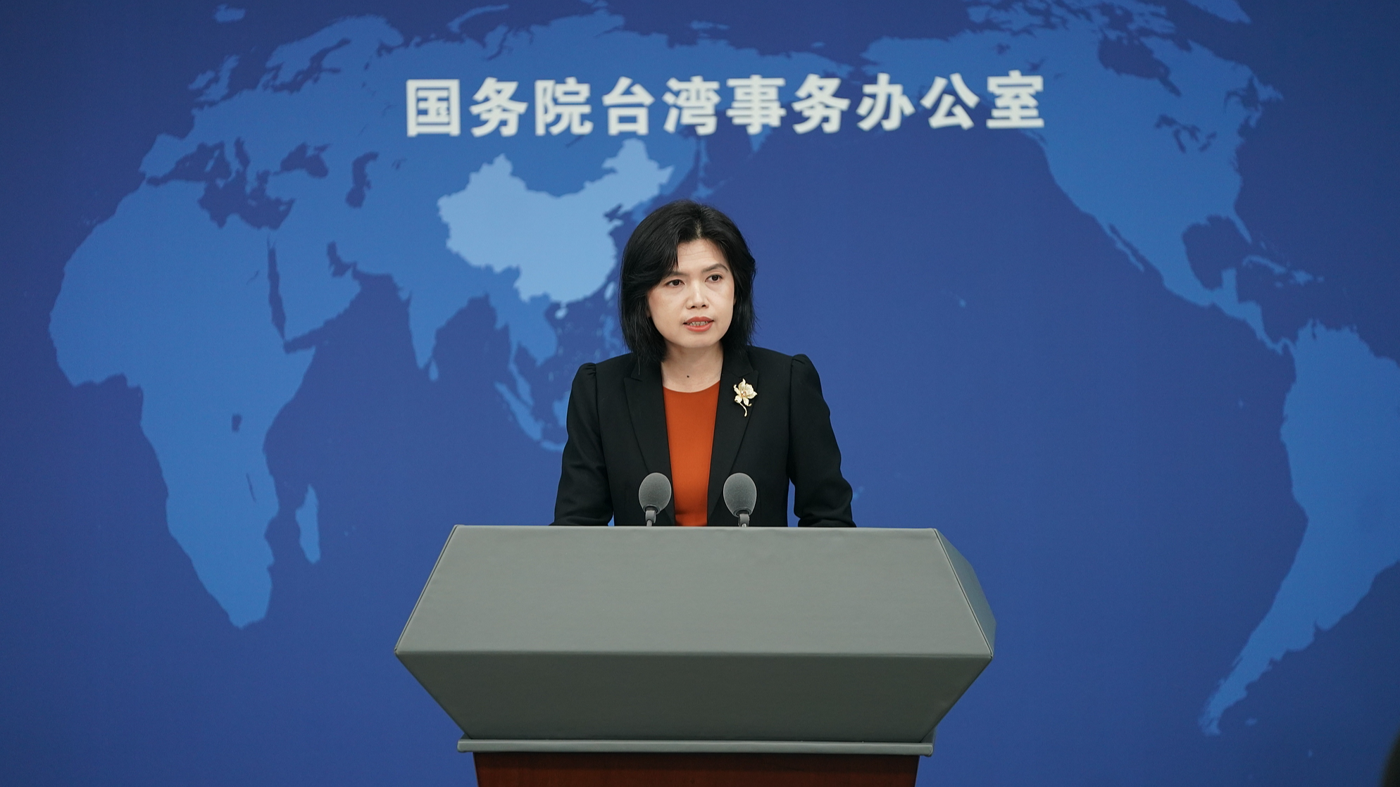 Zhu Fenglian, spokesperson for the Taiwan Affairs Office of the State Council, during a regular press conference. /CFP